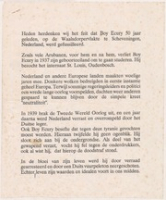 ECURY-243: Rede gesproken door Poppy Schouten bij de 50 jarige herdenking van de fusilering van S.J.A. Ecury op de Waalsdorpervlakte te Scheveningen - 1994, Schouten, Poppy