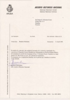 ECURY-246: Brief van R.R. Hernandez, directeur van het Archivo Nacional Aruba, aan P. Schouten-Ecury omtrent een bruikleen overeenkomst voor het Arubaanse vlag die de kist van Boy Ecury had gedekt tijdens zijn begrafenis - 2001, Hernandez, Raymond R.