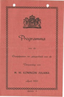 Programma van de Oranjefeesten ter gelegenheid van de Verjaardag van H. M. Koningin Juliana April 1955