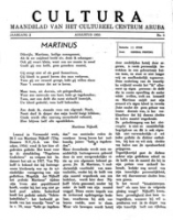 Cultura (Augustus 1955) : Maandblad van het Cultureel Centrum Aruba, Cultureel Centrum Aruba