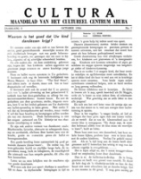 Cultura (October 1956) : Maandblad van het Cultureel Centrum Aruba, Cultureel Centrum Aruba