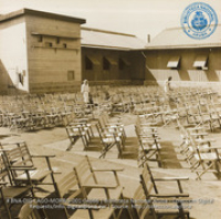 Outdoor Auditorium at ESSO Club where most social functions are held, and nightly movies are shown (#4666, Lago , Aruba, April-May 1944), Morris, Nelson
