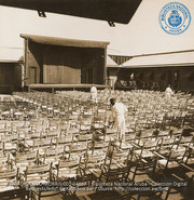 Outdoor Auditorium at ESSO Club where most social functions are held, and nightly movies are shown (#4667, Lago , Aruba, April-May 1944), Morris, Nelson