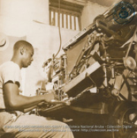 Preparation of ARUBA ESSO NEWS - Linotypist (#4677, Lago , Aruba, April-May 1944), Morris, Nelson