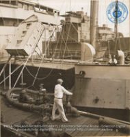 Unloading crude from lake tankers (#8971, Lago , Aruba, April-May 1944), Morris, Nelson