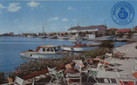 Oranjestad Harbour. View from Floating Restaurant Bali (Postcard, ca. 1962)