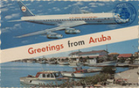 Greetings from Aruba. K.L.M. Royal 8 Jet arriving at Aruba (Postcard, ca. 1965)