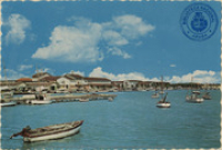 View on Oranjestad harbour, Aruba (Postcard, ca. 1965)