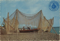 The sunny Caribbean. Drying native fishing nets (Postcard, ca. 1968)