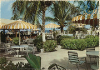 Gardens & Poolside Pelican bar at Divi Divi Beach Hotel, Aruba. (Postcard, ca. 1972)