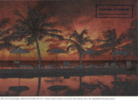 Aruba, Sunset at the Pool (Postcard, ca. 1980-1986)