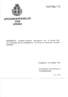 Afkondigingsblad van Aruba 1987 no. 113, DWJZ - Directie Wetgeving en Juridische Zaken