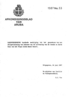 Afkondigingsblad van Aruba 1987 no. 53, DWJZ - Directie Wetgeving en Juridische Zaken