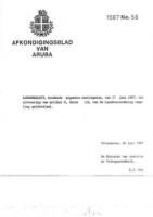 Afkondigingsblad van Aruba 1987 no. 56, DWJZ - Directie Wetgeving en Juridische Zaken