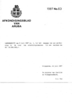 Afkondigingsblad van Aruba 1987 no. 63, DWJZ - Directie Wetgeving en Juridische Zaken