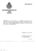 Afkondigingsblad van Aruba 1987 no. 65, DWJZ - Directie Wetgeving en Juridische Zaken