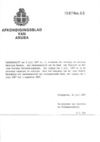 Afkondigingsblad van Aruba 1987 no. 66, DWJZ - Directie Wetgeving en Juridische Zaken