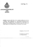 Afkondigingsblad van Aruba 1987 no. 70, DWJZ - Directie Wetgeving en Juridische Zaken