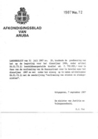Afkondigingsblad van Aruba 1987 no. 72, DWJZ - Directie Wetgeving en Juridische Zaken