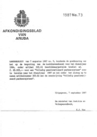 Afkondigingsblad van Aruba 1987 no. 73, DWJZ - Directie Wetgeving en Juridische Zaken