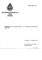 Afkondigingsblad van Aruba 1987 no. 78, DWJZ - Directie Wetgeving en Juridische Zaken