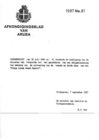 Afkondigingsblad van Aruba 1987 no. 81, DWJZ - Directie Wetgeving en Juridische Zaken