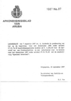 Afkondigingsblad van Aruba 1987 no. 87, DWJZ - Directie Wetgeving en Juridische Zaken