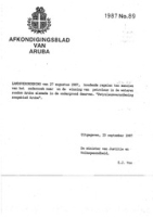 Afkondigingsblad van Aruba 1987 no. 89, DWJZ - Directie Wetgeving en Juridische Zaken