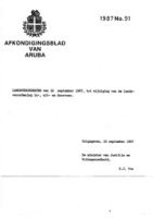Afkondigingsblad van Aruba 1987 no. 91, DWJZ - Directie Wetgeving en Juridische Zaken
