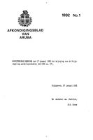 Afkondigingsblad van Aruba 1992 no. 1, DWJZ - Directie Wetgeving en Juridische Zaken