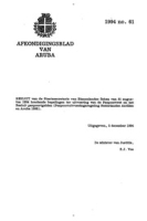Afkondigingsblad van Aruba 1994 no. 61, DWJZ - Directie Wetgeving en Juridische Zaken