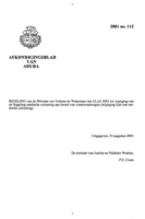 Afkondigingsblad van Aruba 2001 no. 112, DWJZ - Directie Wetgeving en Juridische Zaken