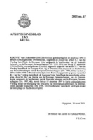 Afkondigingsblad van Aruba 2001 no. 67, DWJZ - Directie Wetgeving en Juridische Zaken