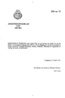 Afkondigingsblad van Aruba 2001 no. 75, DWJZ - Directie Wetgeving en Juridische Zaken