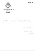 Afkondigingsblad van Aruba 2007 no. 85, DWJZ - Directie Wetgeving en Juridische Zaken