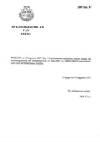 Afkondigingsblad van Aruba 2007 no. 87, DWJZ - Directie Wetgeving en Juridische Zaken