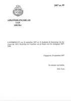 Afkondigingsblad van Aruba 2007 no. 89, DWJZ - Directie Wetgeving en Juridische Zaken