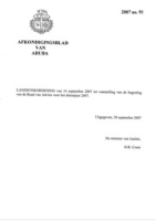 Afkondigingsblad van Aruba 2007 no. 91, DWJZ - Directie Wetgeving en Juridische Zaken