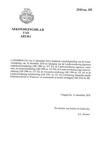 Afkondigingsblad van Aruba 2010 no. 103, DWJZ - Directie Wetgeving en Juridische Zaken