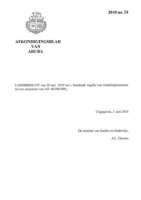 Afkondigingsblad van Aruba 2010 no. 24, DWJZ - Directie Wetgeving en Juridische Zaken