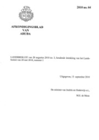 Afkondigingsblad van Aruba 2010 no. 64, DWJZ - Directie Wetgeving en Juridische Zaken