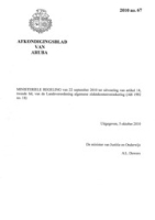 Afkondigingsblad van Aruba 2010 no. 67, DWJZ - Directie Wetgeving en Juridische Zaken