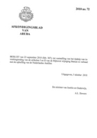 Afkondigingsblad van Aruba 2010 no. 72, DWJZ - Directie Wetgeving en Juridische Zaken