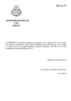 Afkondigingsblad van Aruba 2011 no. 67, DWJZ - Directie Wetgeving en Juridische Zaken
