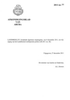 Afkondigingsblad van Aruba 2011 no. 77, DWJZ - Directie Wetgeving en Juridische Zaken