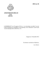 Afkondigingsblad van Aruba 2012 no. 56, DWJZ - Directie Wetgeving en Juridische Zaken