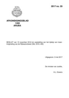 Afkondigingsblad van Aruba 2017 no. 20, DWJZ - Directie Wetgeving en Juridische Zaken