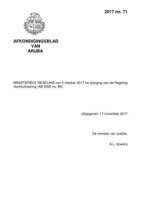 Afkondigingsblad van Aruba 2017 no. 71, DWJZ - Directie Wetgeving en Juridische Zaken