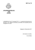 Afkondigingsblad van Aruba 2017 no. 72, DWJZ - Directie Wetgeving en Juridische Zaken