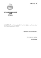 Afkondigingsblad van Aruba 2017 no. 75, DWJZ - Directie Wetgeving en Juridische Zaken